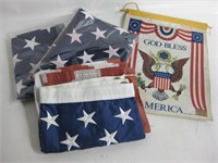 3 USA Flags - 2 NIP & Patriotic Banner