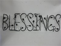 40" x 12" Metal Floral "Blessings" Wall Sign