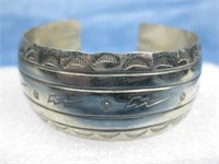 Navajo Nickel Silver Hand Stamped Bracelet