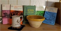 Iowa Pottery Works 1995 bowl, Iowa Heritage books