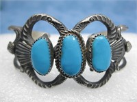 Navajo Billah Signed Sterling & Turquoise Bracelet