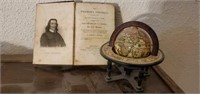 Pilgrim's Progress book, 1854, miniature globe