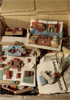 Handmade wooden village pieces, models