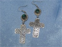Navajo Sterling Silver Dangle Cross Earrings