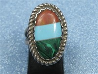 Sterling Silver Multi-Stone Inlay SW Ring