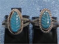2 Sterling Silver Carved Feather SW Rings