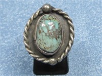 Vtg Navajo Sterling Silver & Turquoise Ring