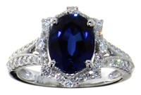 14kt Gold 3.11 ct Oval Sapphire & Diamond Ring
