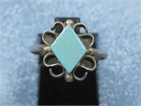 Navajo Sterling Silver & Turquoise Block Ring