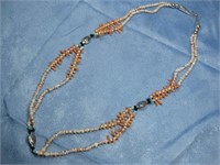 Navajo Made Coral & Shell Necklace - Peach Toned
