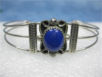 Nickel Silver & Blue Stone Southwestern Bracelet