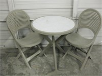 25" Diameter Outdoor Plastic Table & Two Chairs