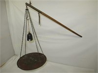 Very Early Set of Wood & Brass Hanging Scales.