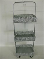 9" x 12" x 34" Metal Tiered Cart On Casters