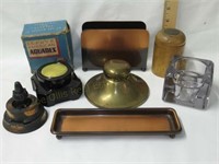Lot of Inkwells & Desk Items. 1 Lid Doesn’t Close