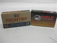 Two NIB .223 Wolf & Frontier Ammo Rounds
