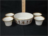 Lenox Porcelain Bowl & 4 Cups