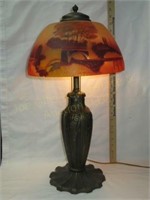 Vintage Lamp w/ Reverse Painted Shade