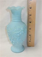 Imperial Blue Satin Vase w/ Blackberries
