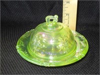 Small Vaseline Glass Butter Dish