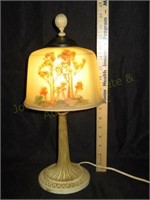 Table Lamp w/ Reverse Painted Glass Shade