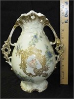 Limoges H.P. Vase w/ Cherubs & Gold Enameling