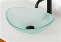 Mini Tempered Glass Oval Vessel Bathroom Sink