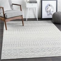 5'3"x7'6" Leonard Geometric Gray/white Area Rug