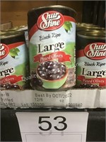 (12) CANS LARGE PITTED OLIVES