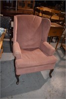 red wingback chair