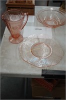 3-pcs. pink depression glass