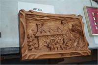 *CORRECTION resin carved plaque-Pioneer scene