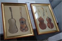 2-1960's prints of antique musical instruments
