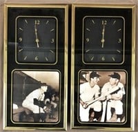 2 NY Yankees DiMaggio, Mantle clocks 20.5”x10.25”