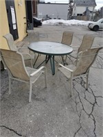 Patio Table and Six Fabric Chairs