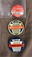 1941-42, 74 PA Fishing license buttons
