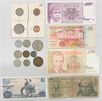 Assorted Foreign Currency Bills and Coins