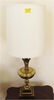 PAIR VINTAGE BRASS TABLE LAMPS WITH SHADES