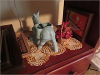 GROUPING: CERAMIC DONKEY PLANTER, PICTURE