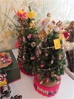3 TABLE TOP DECORATED CHRISTMAS TREES