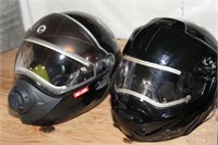 3 Snowmobile Helmets (2 w/ elec. shields)