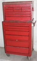 older Snap-On tool chest on rolling chest base,