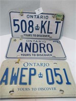 Ontario License Plates - 3 Sets