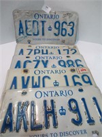 Licence Plates - 5 Assorted Single Ontario