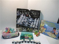 Glass Game Set / Wooden Trains / Bead Box / Doll