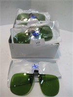 NEW Clip On Sunglasses - Green Tint - qty 20 Pair