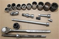 Lot of 3/4" dr. sockets and accessories