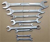 9 Snap-On wrenches: 5 are dbl open end 3/8-1 1/4"