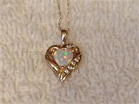 10K Gold Heart Pendant Clear And Color Stones