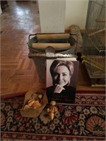 Galvanized mop bucket, Hillary book, amd small